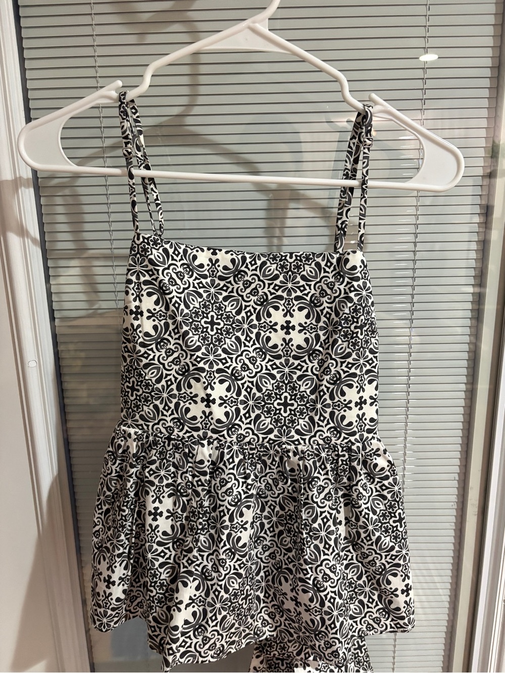 Express Black and White Floral Tile Print Top
